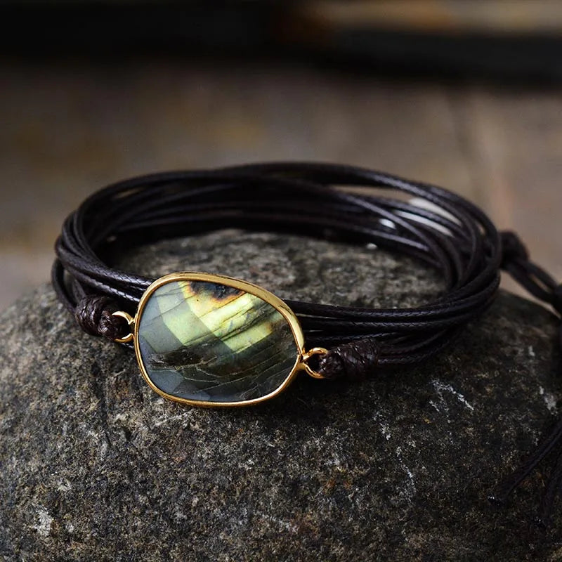 Labradorite Boho Wrap Bracelet