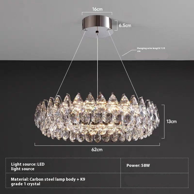 French Modern Crystal Hanging Chandelier