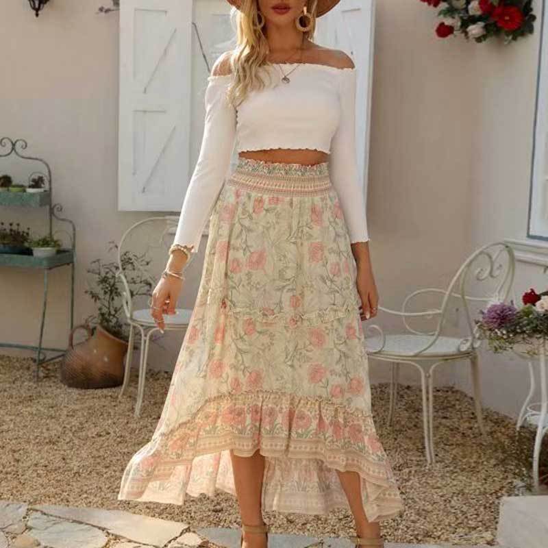 Irregular Pastel Ruffle Bohemian Skirt
