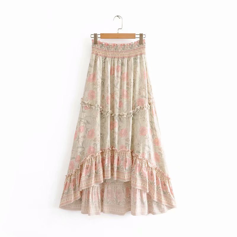 Irregular Pastel Ruffle Bohemian Skirts