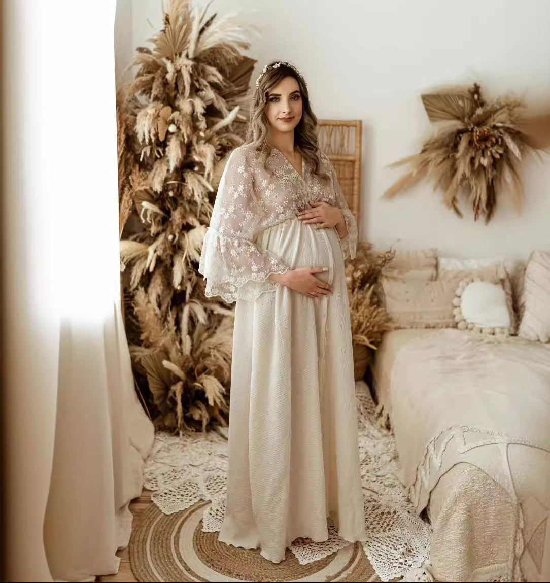Lace Boho Pregnancy Photoshoot Dress
