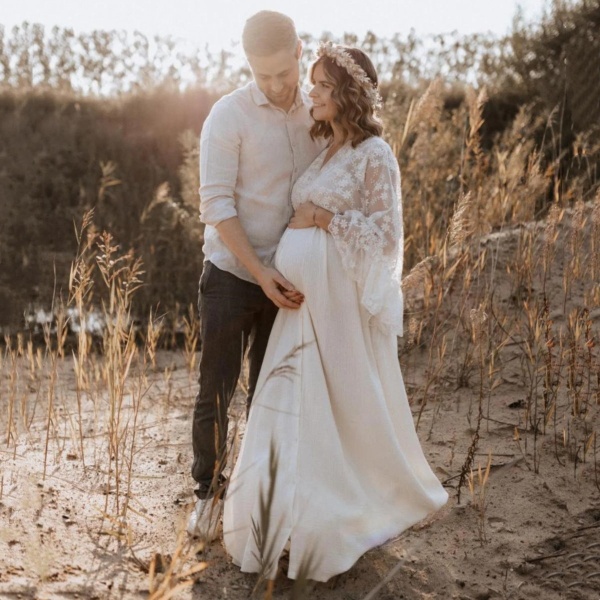 Lace Boho Pregnancy Photoshoot Dress