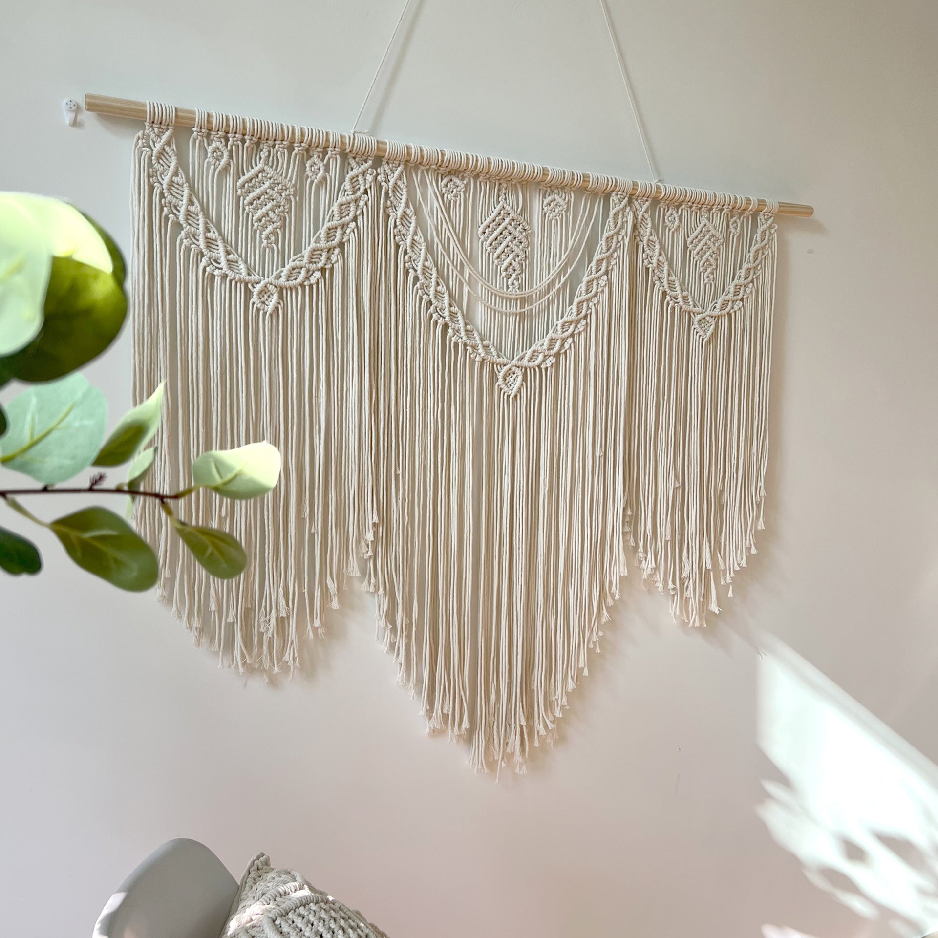 Large Beige Bohemian Wall Macrames