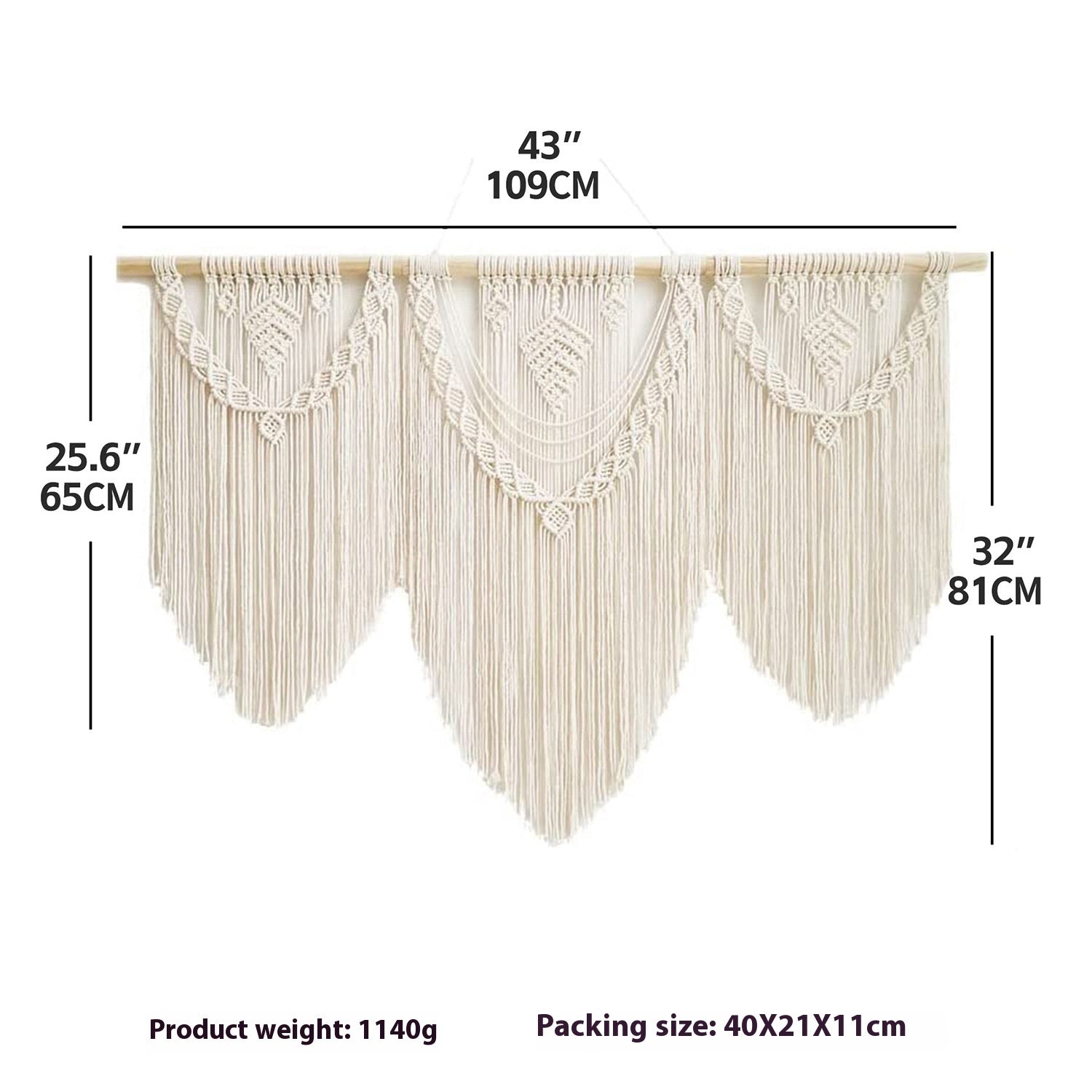 Large Beige Bohemian Wall Macrame