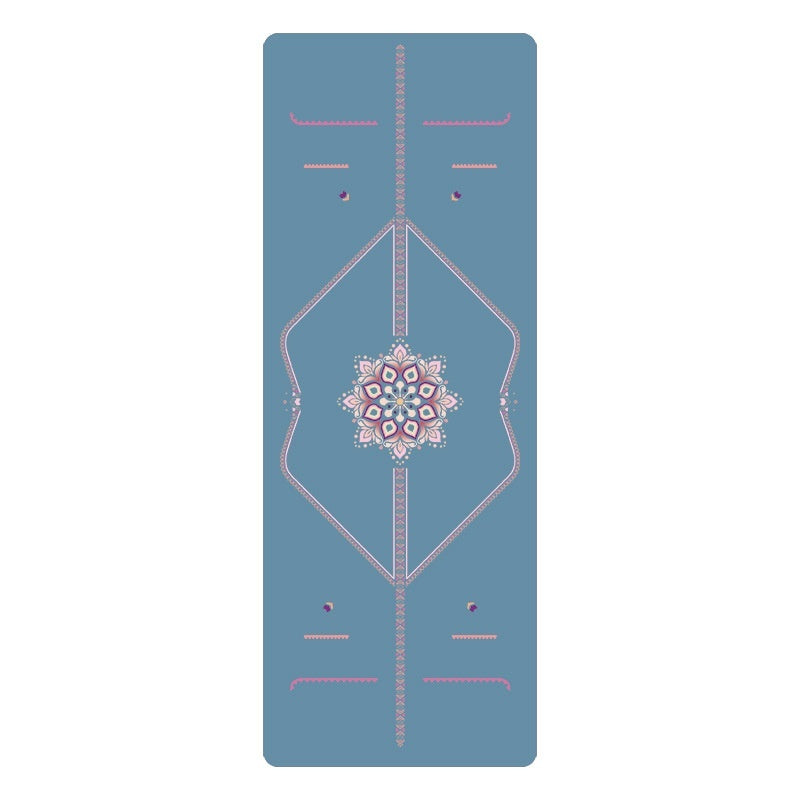 blue Large Rubber Yoga Mat with Mandala Pattern