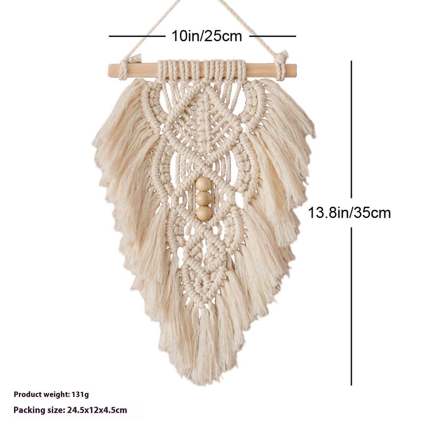 beige Leaf Macrame Wall Hanging