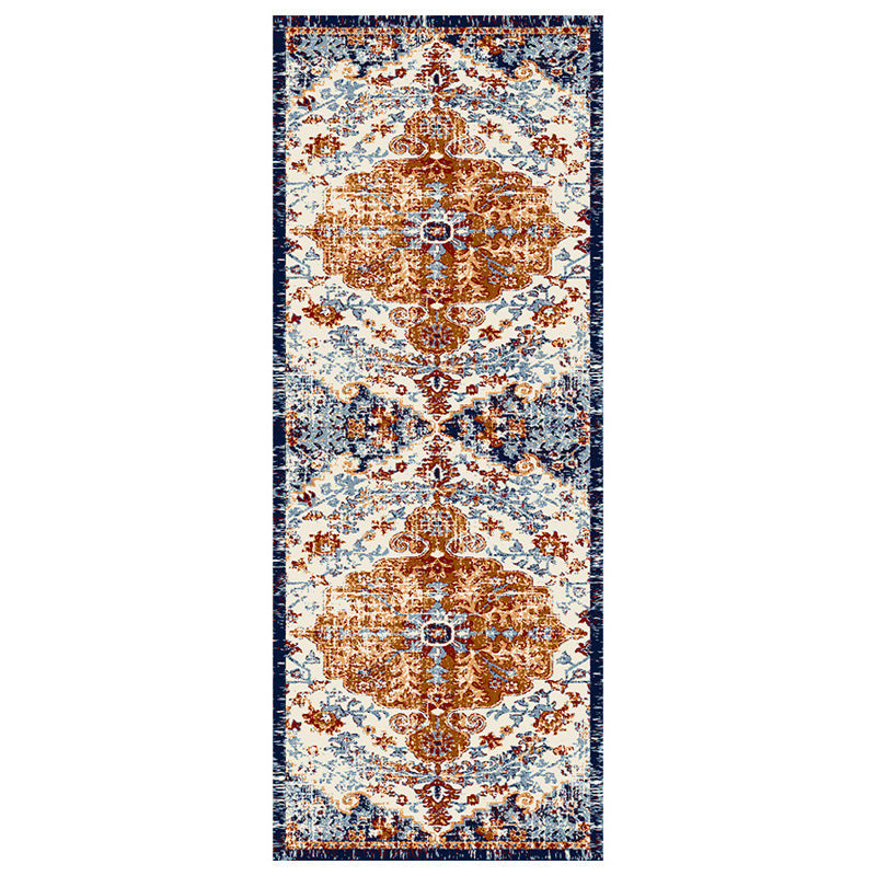 Decorative rug with intricate pattern on a white background