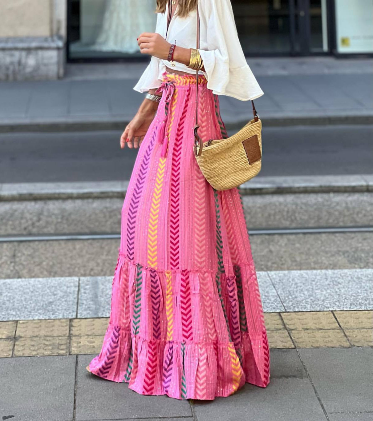 Long Skirt with Boho Patterns maxi