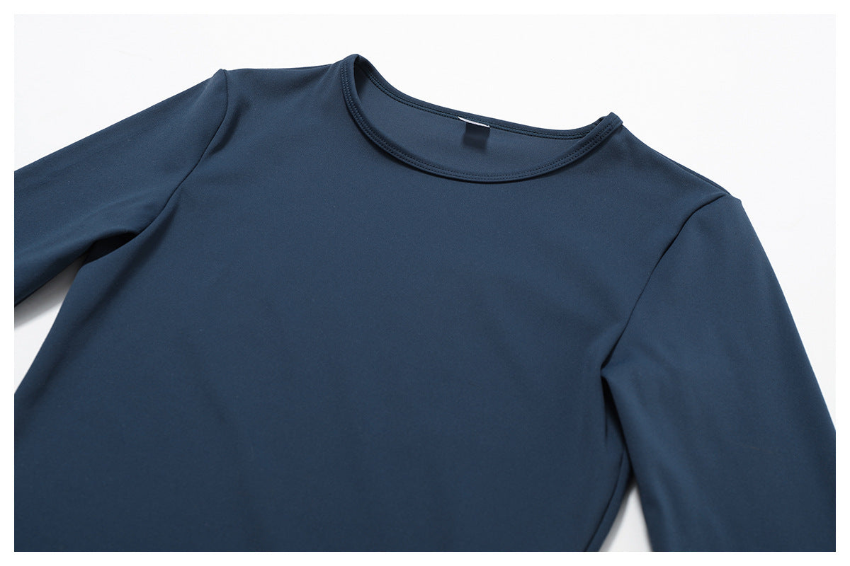 Blue long-sleeve shirt on a white background