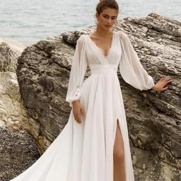Long Tail Bohemian Wedding Dress