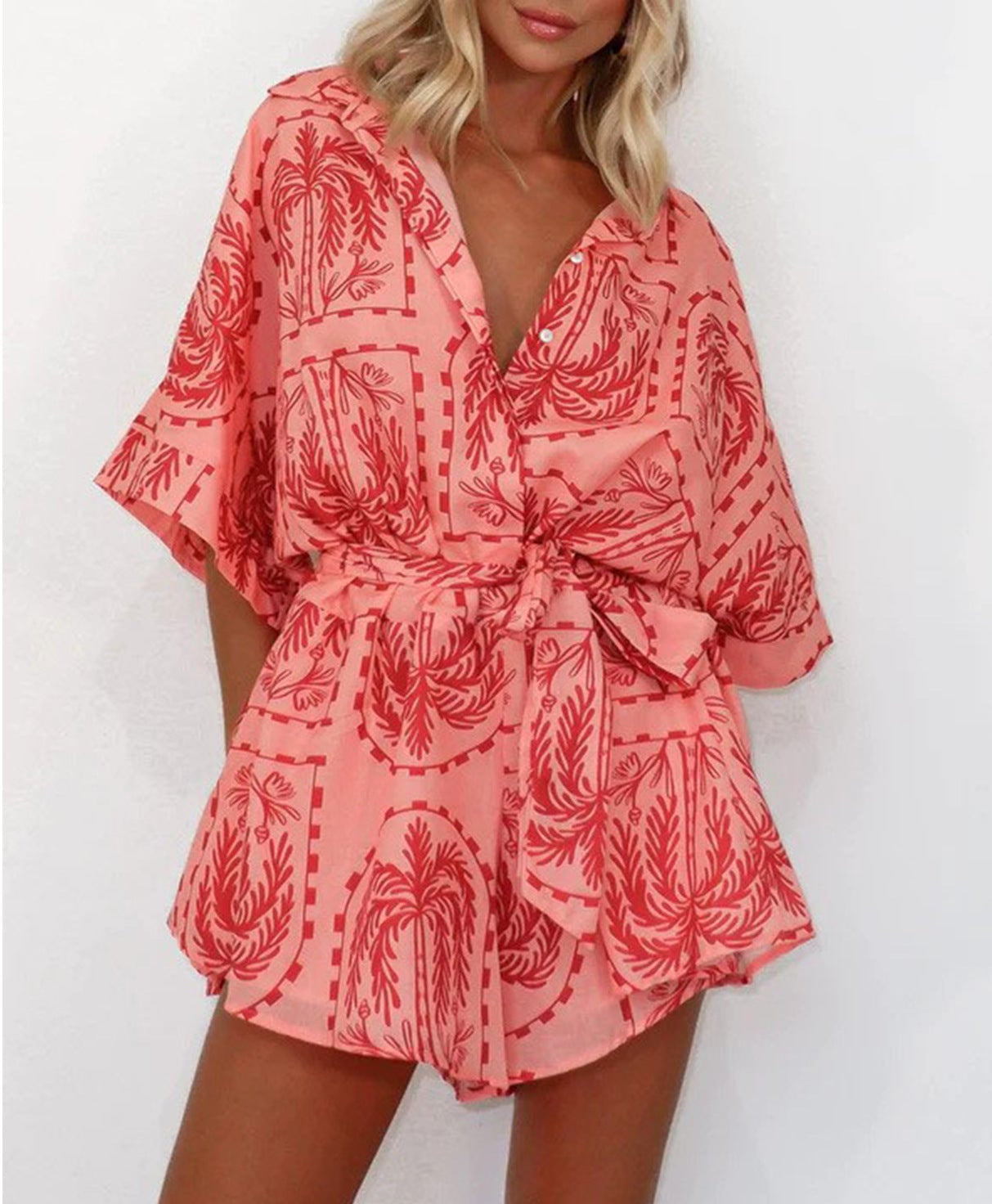 Loose Fit Button Up Romper Boho Style
