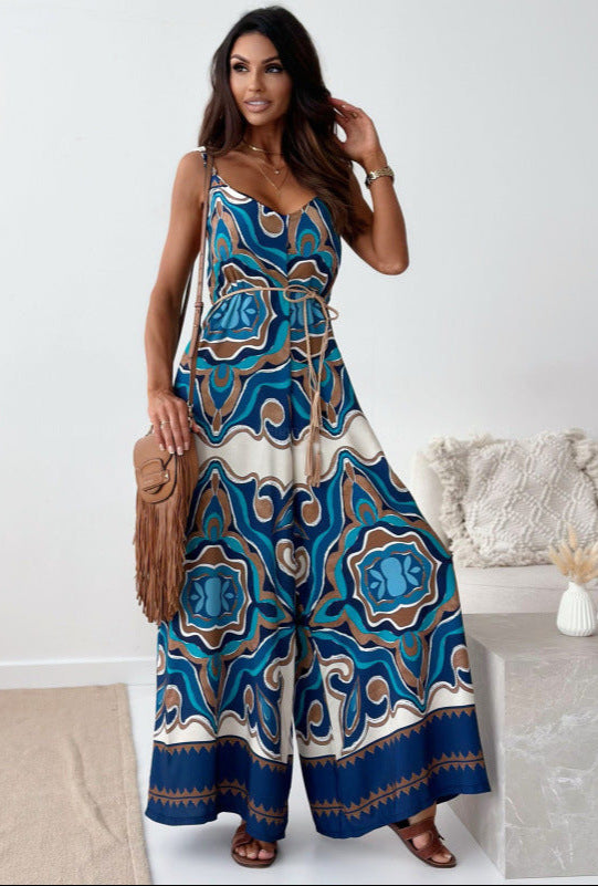 Loose Fit Boho Pattern Jumpsuit