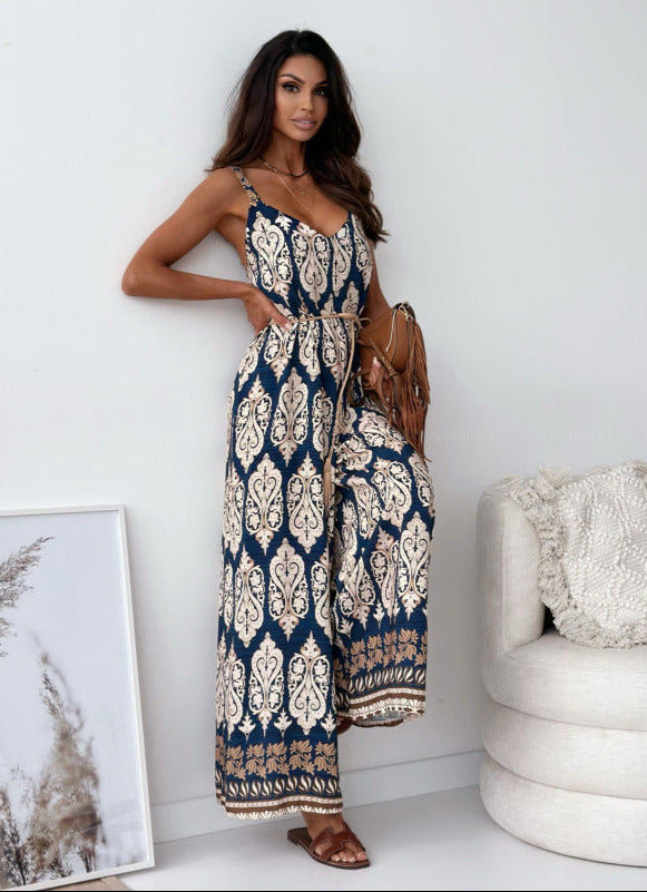 Loose Fit Boho Pattern Jumpsuit