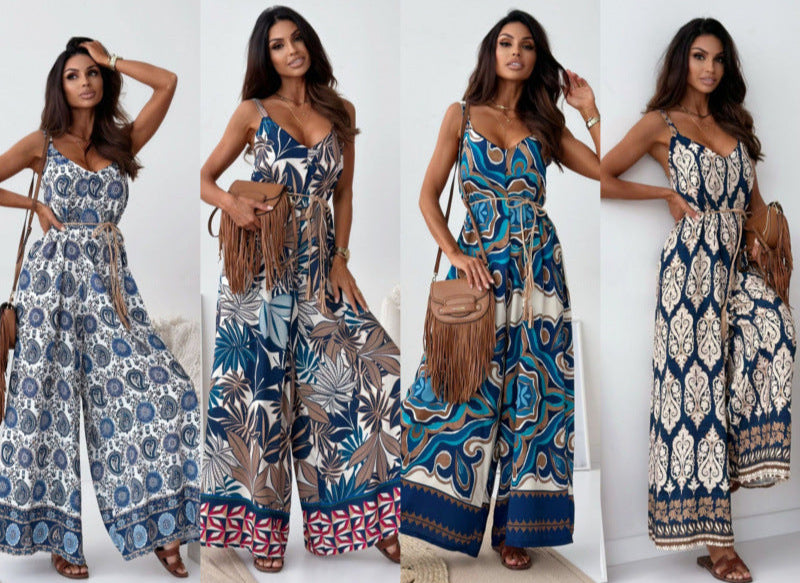 Loose Fit Boho Pattern Jumpsuit