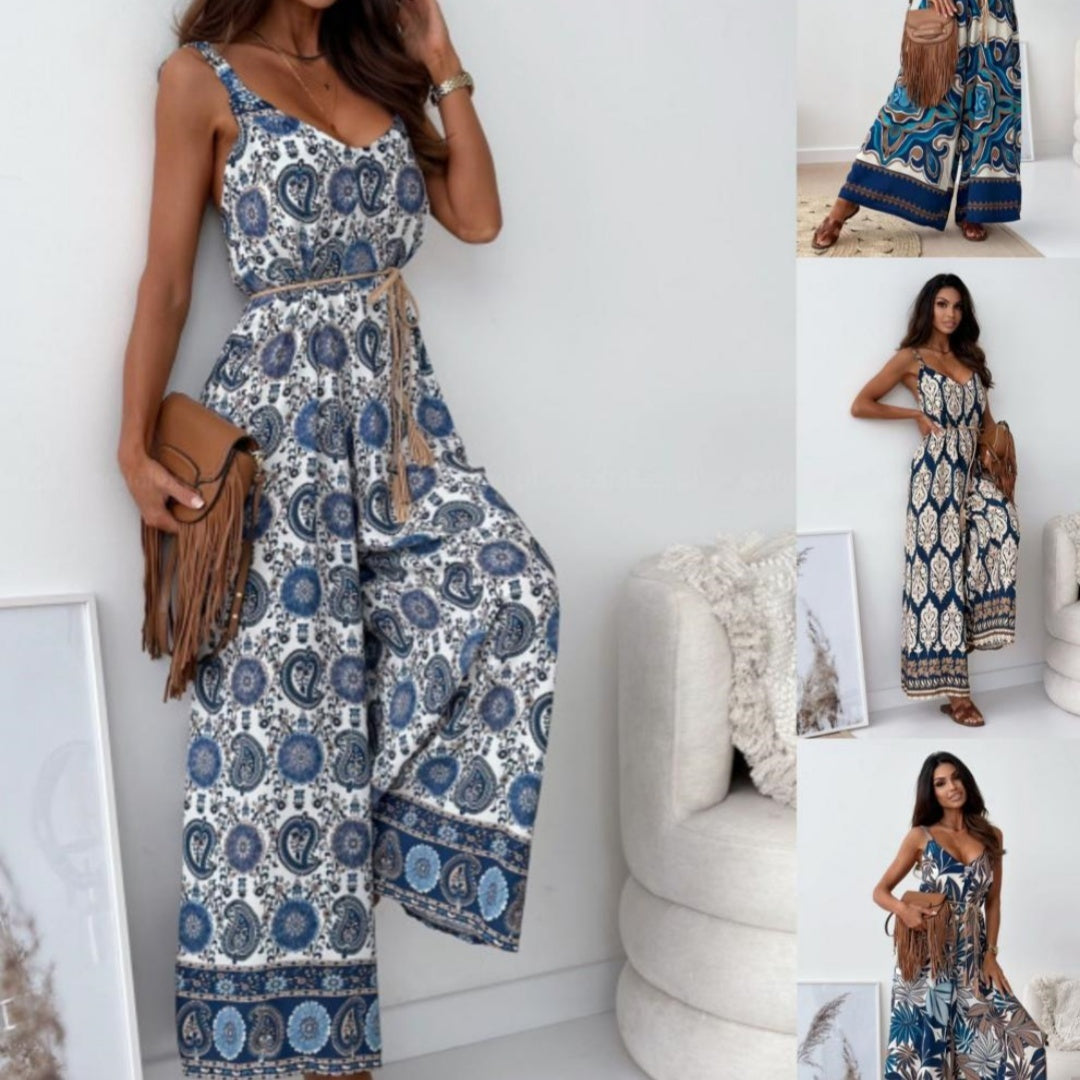 Loose Fit Boho Pattern Jumpsuit