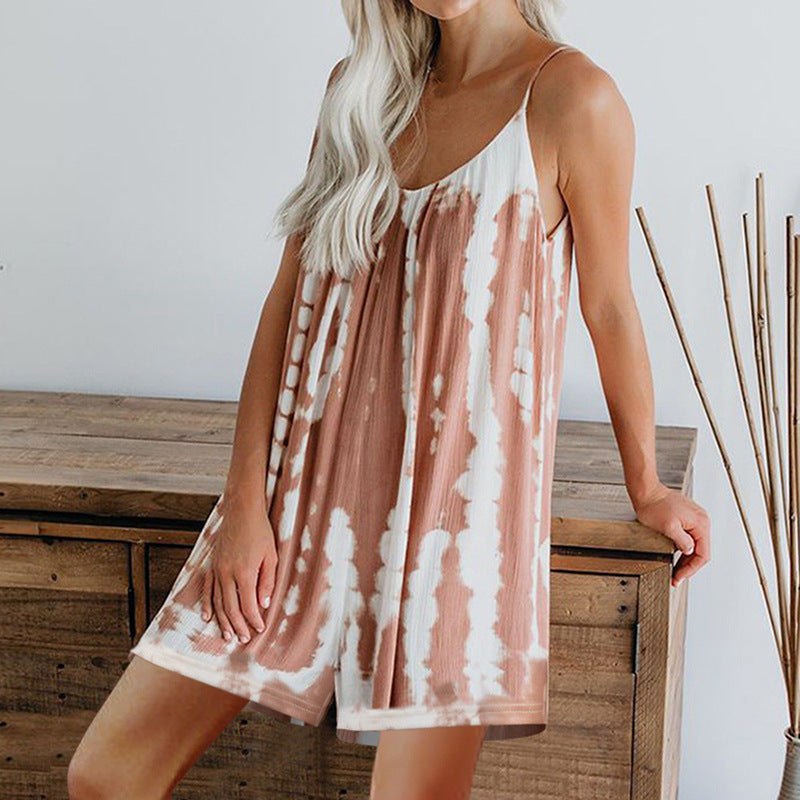 beige Loose Fit Hippie Style Romper