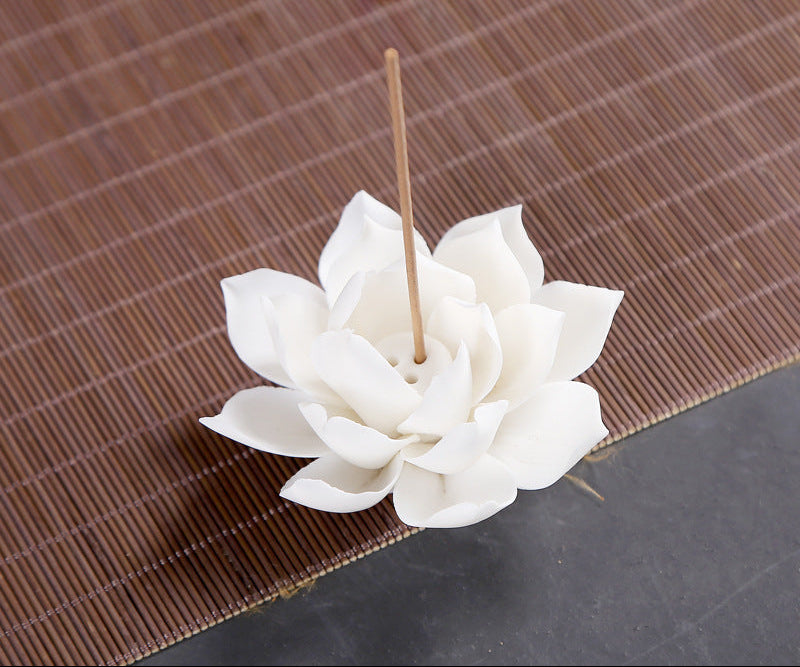 White Lotus Flower Incense Burner