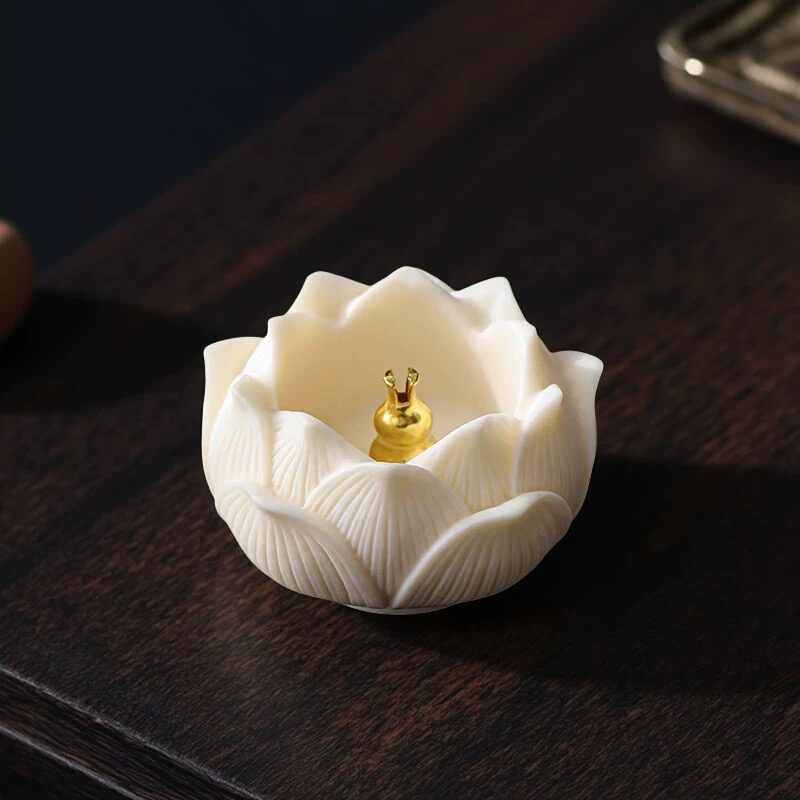 White Lotus Shaped Incense Holder