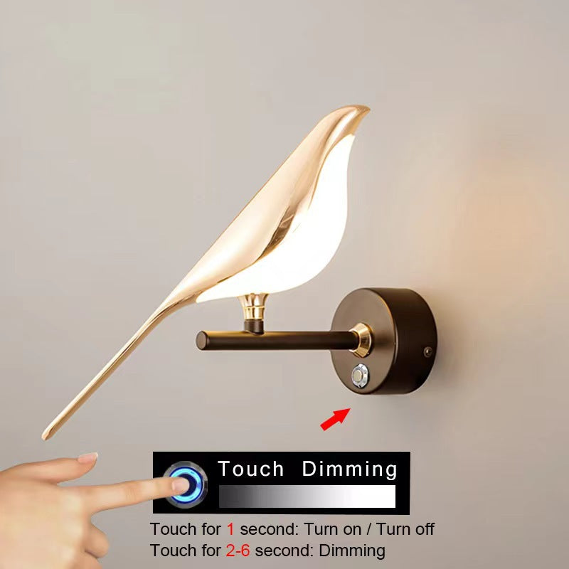 Magpie Bird Bedroom Bedside Wall Lamp