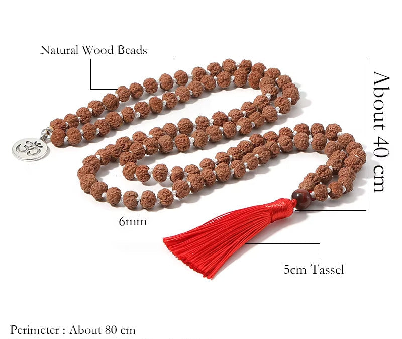 Mala Bead Loop with Red Tassel