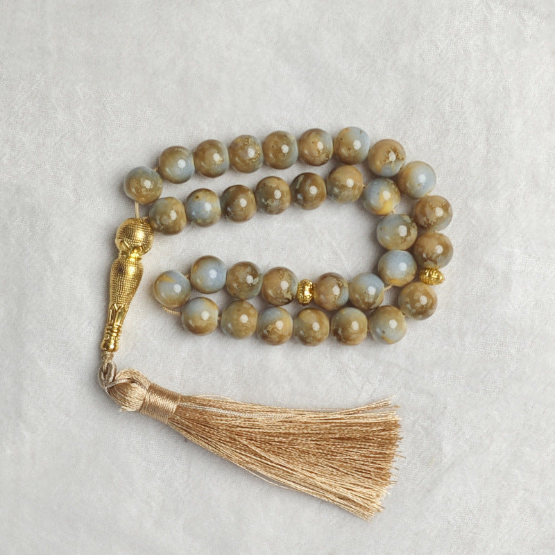 Colorful Boho Mala Beads with Tassel and Golden Charms