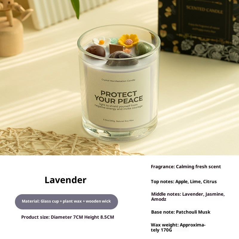 Soy Wax Manifestation Candle with Crystals
