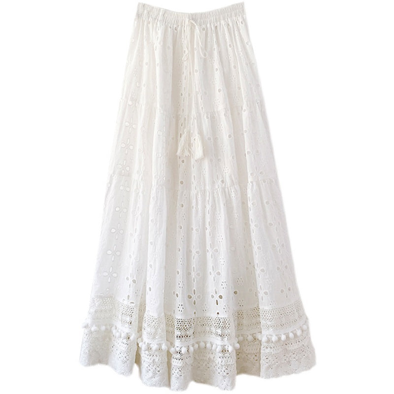 White lace skirt on a white background