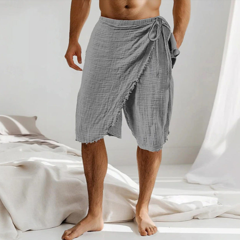 Men's Belted Bohemian Shorts gray