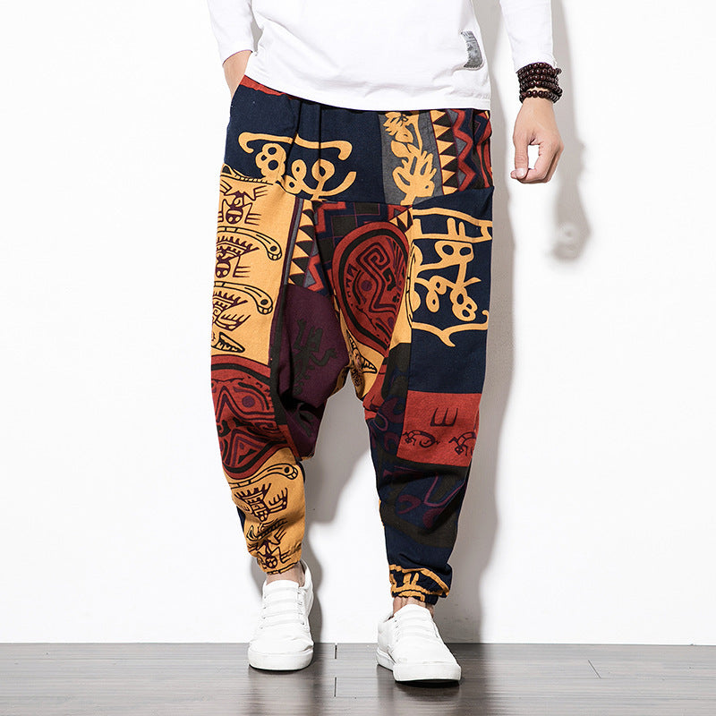 Men's Boho Pattern Harem Pants Loose Design