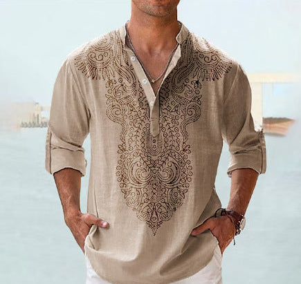 Mens Boho Chic Shirt with Half Sleeves