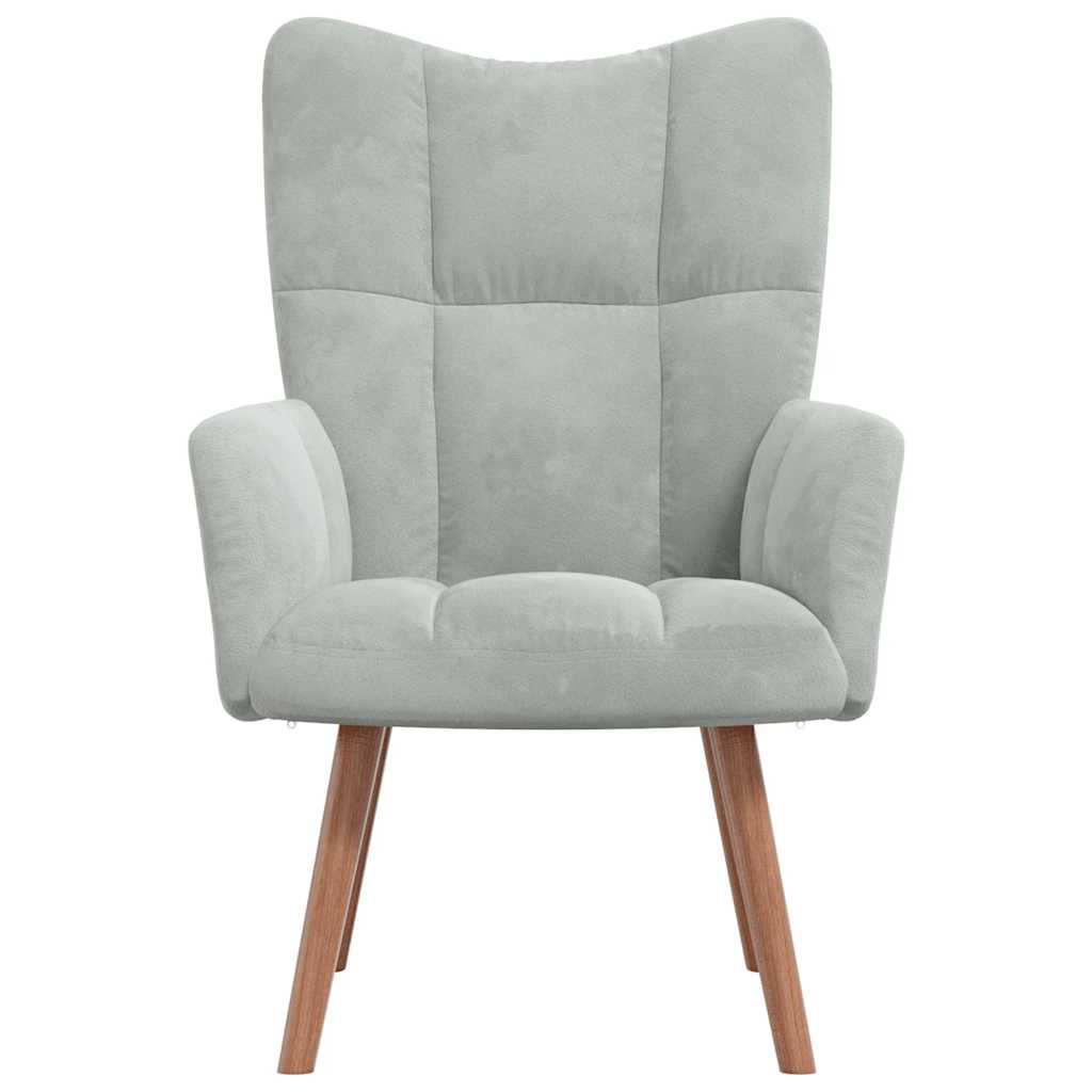 Gray armchair with wooden legs on a white background