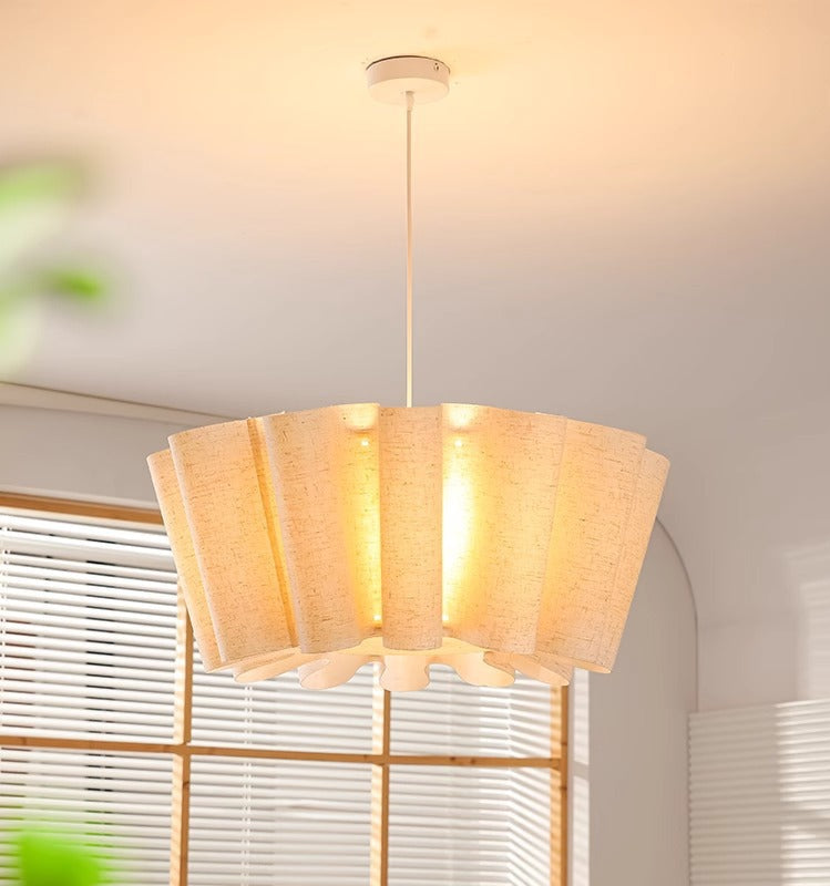 Modern Boho Beige Linen Ceiling Light