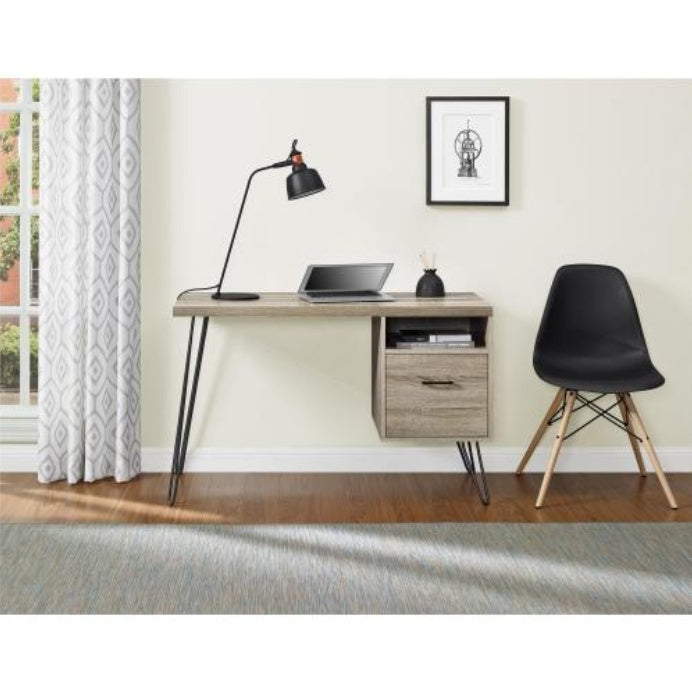 Modern Office Desk Gray Wood Design