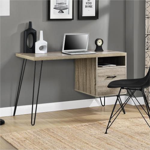 Modern Office Desk Gray Wood Design