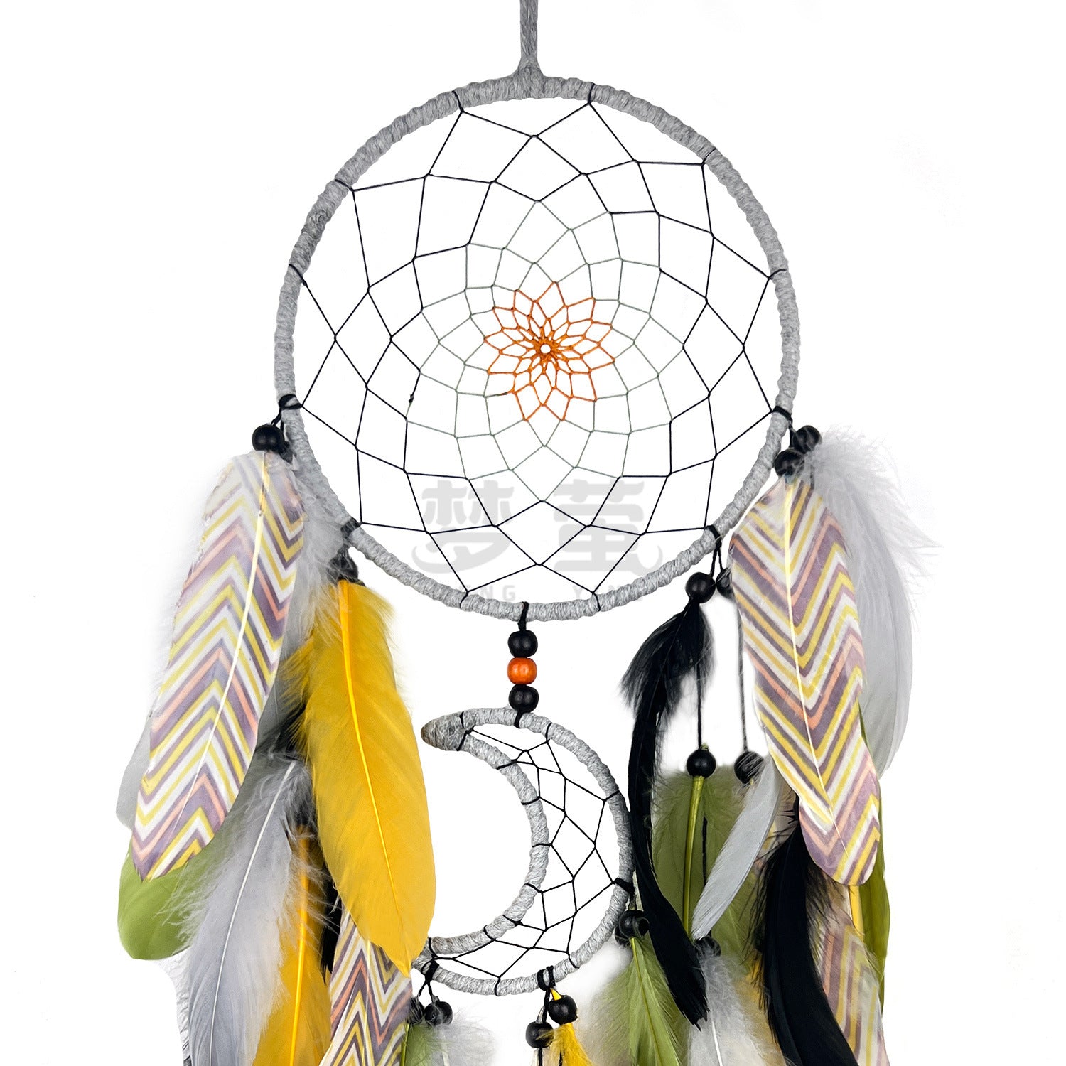 Moon DreamCatcher with Feathers