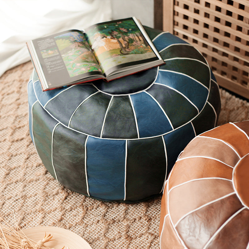 Moroccan Vegan Leather Pouf Cover