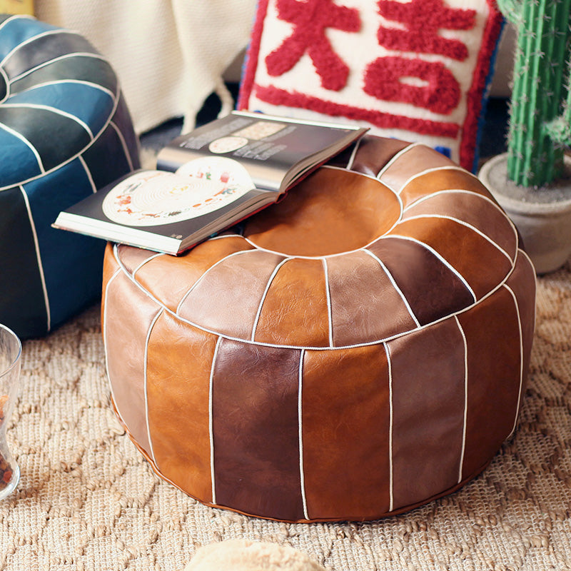 Moroccan Vegan Leather Pouf