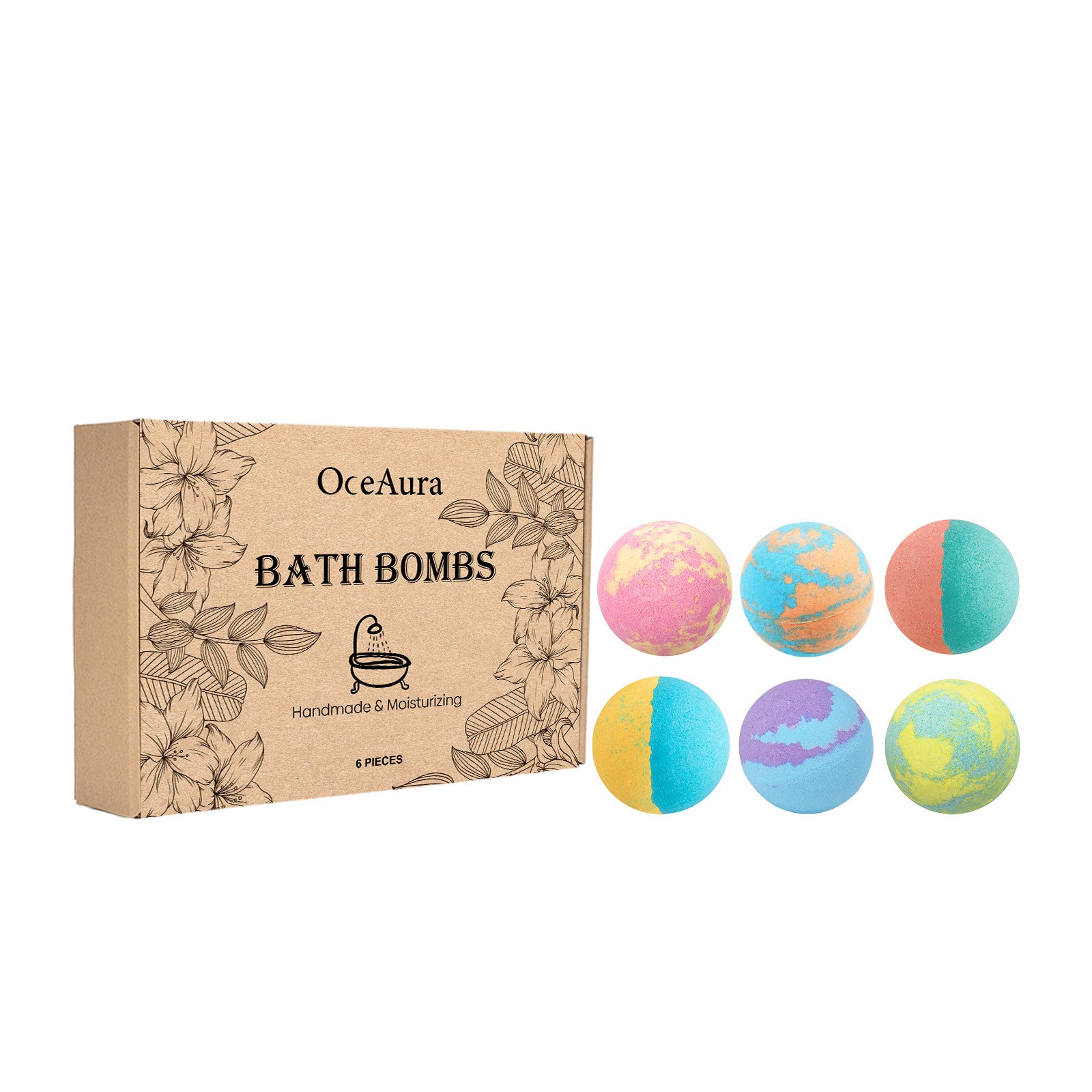 Multicolor Bath Bomb 6 Piece Set