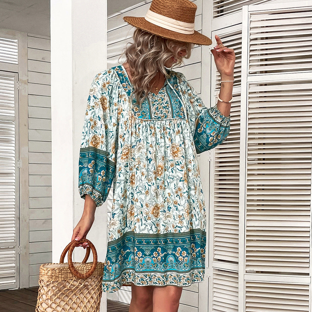 Multicolor Boho Tunic Dress