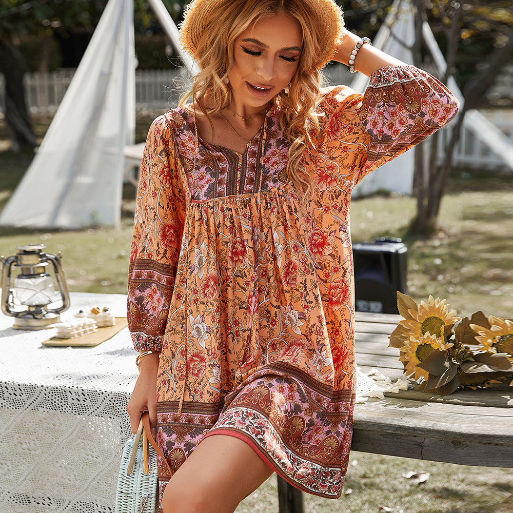 Multicolor Boho Tunic Dress