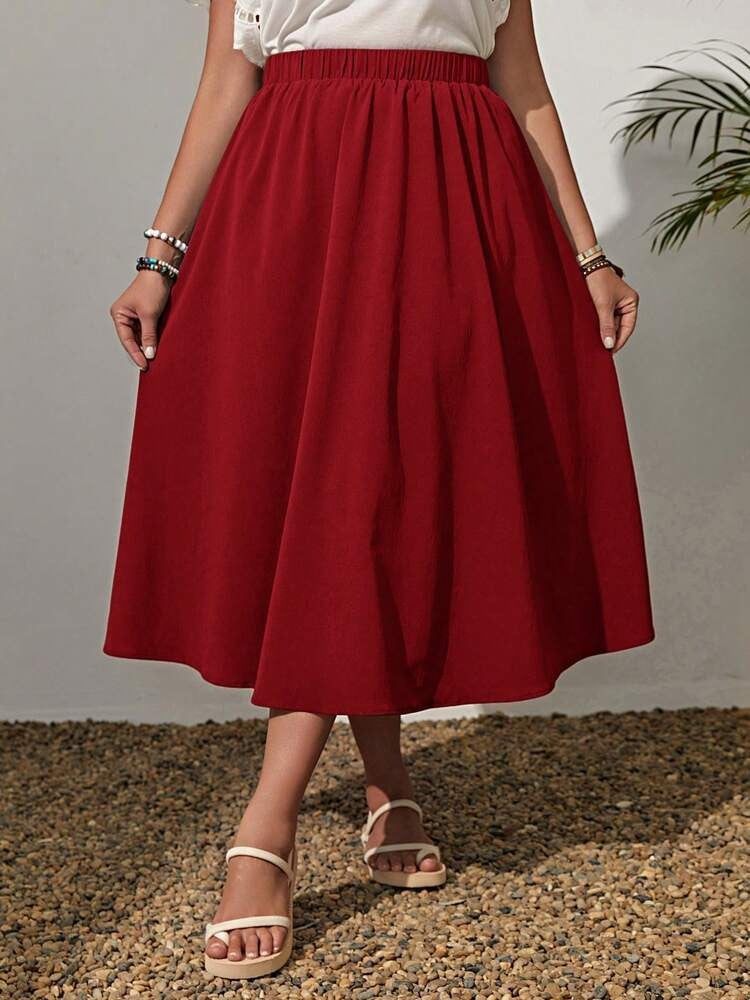 Elastic Waist Plus Size Skirt for Women
