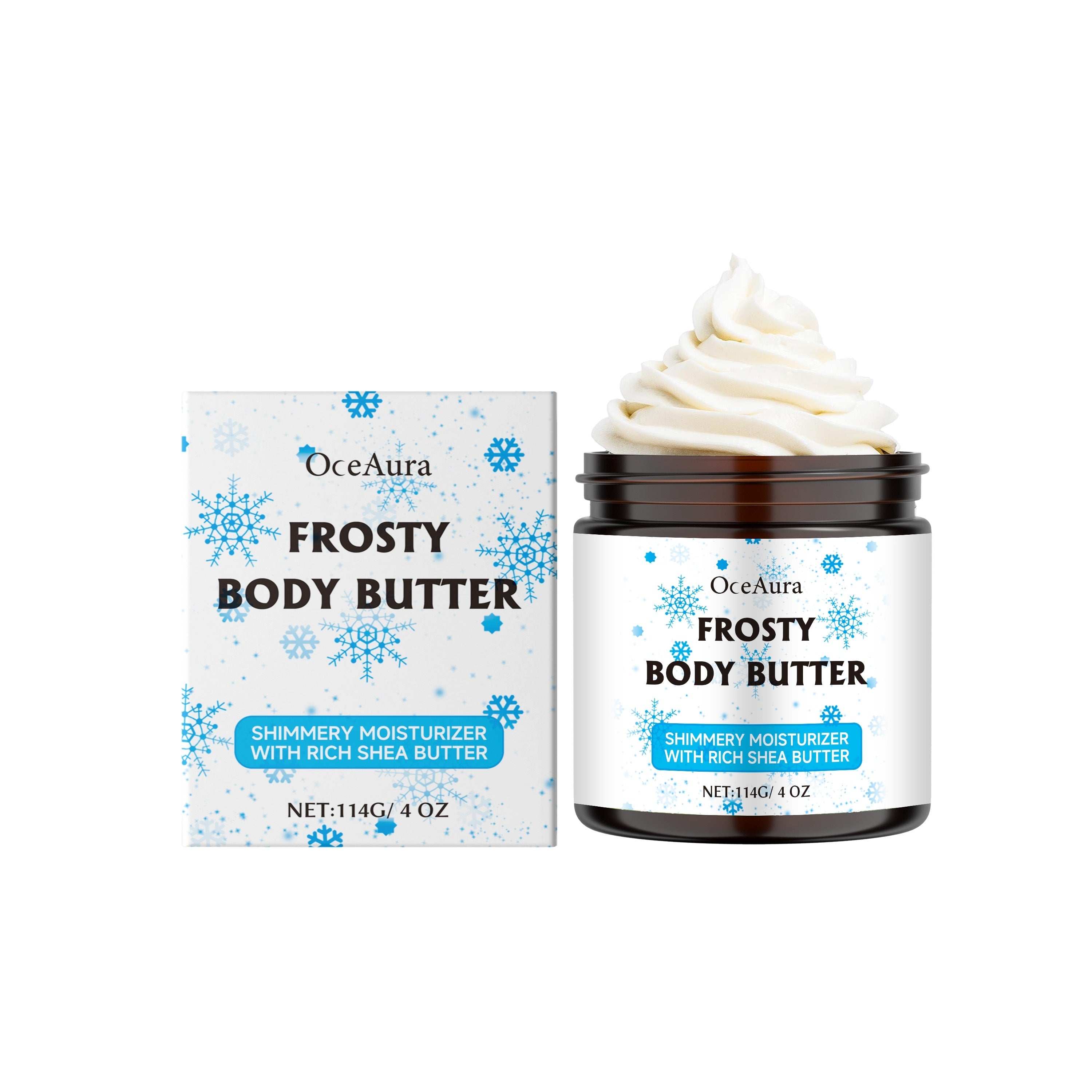 OceAura Frosty Body Butter with packaging on a white background