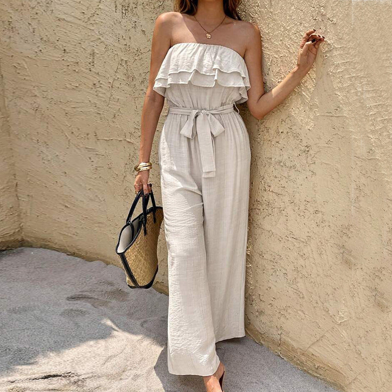 Off White Boho Chic Sleeveless Jumpsuit