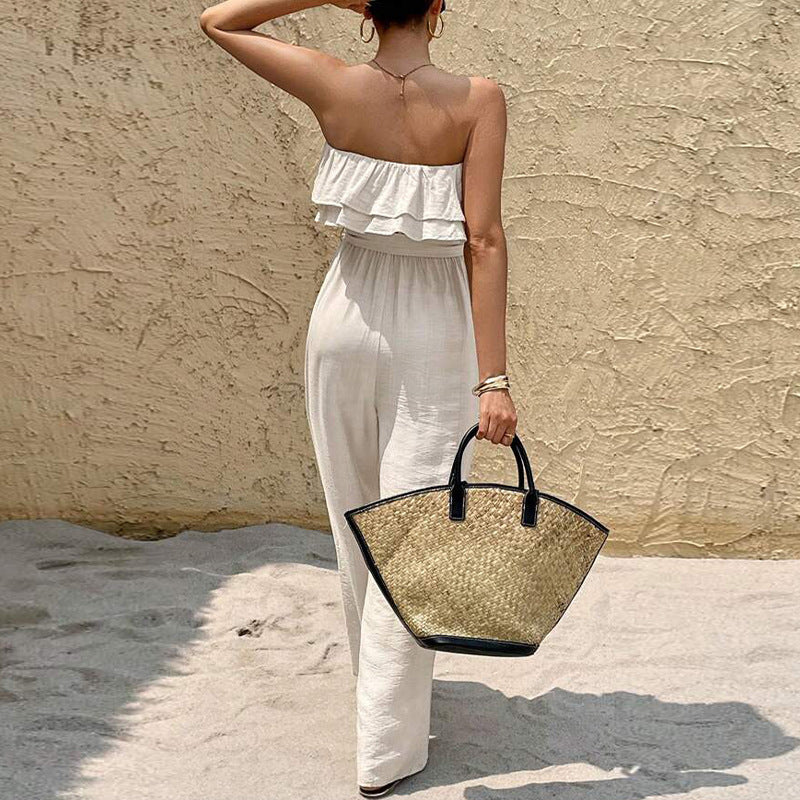 Off White Boho Chic Sleeveless Jumpsuits
