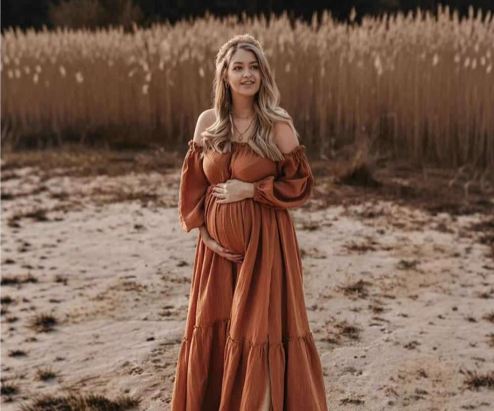 Orange Boho Pregnancy Dress