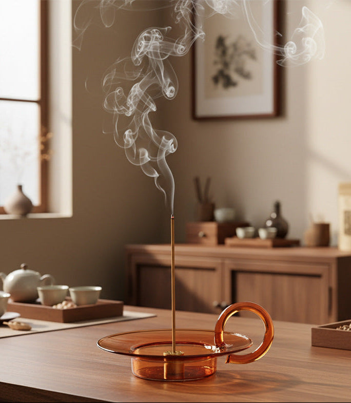 Orange Glass Incense Burner