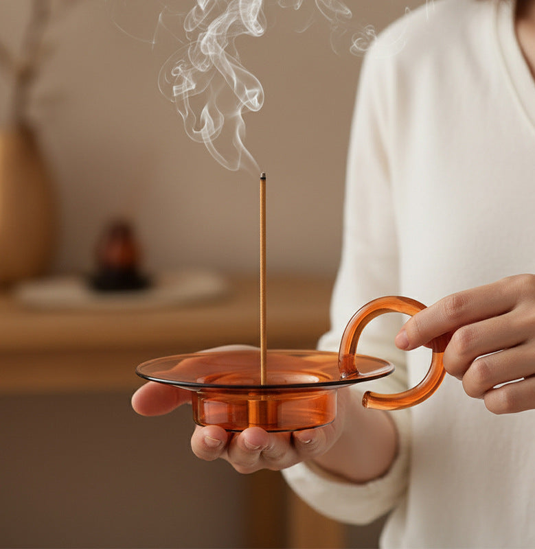 Orange Glass Tray Incense Burner