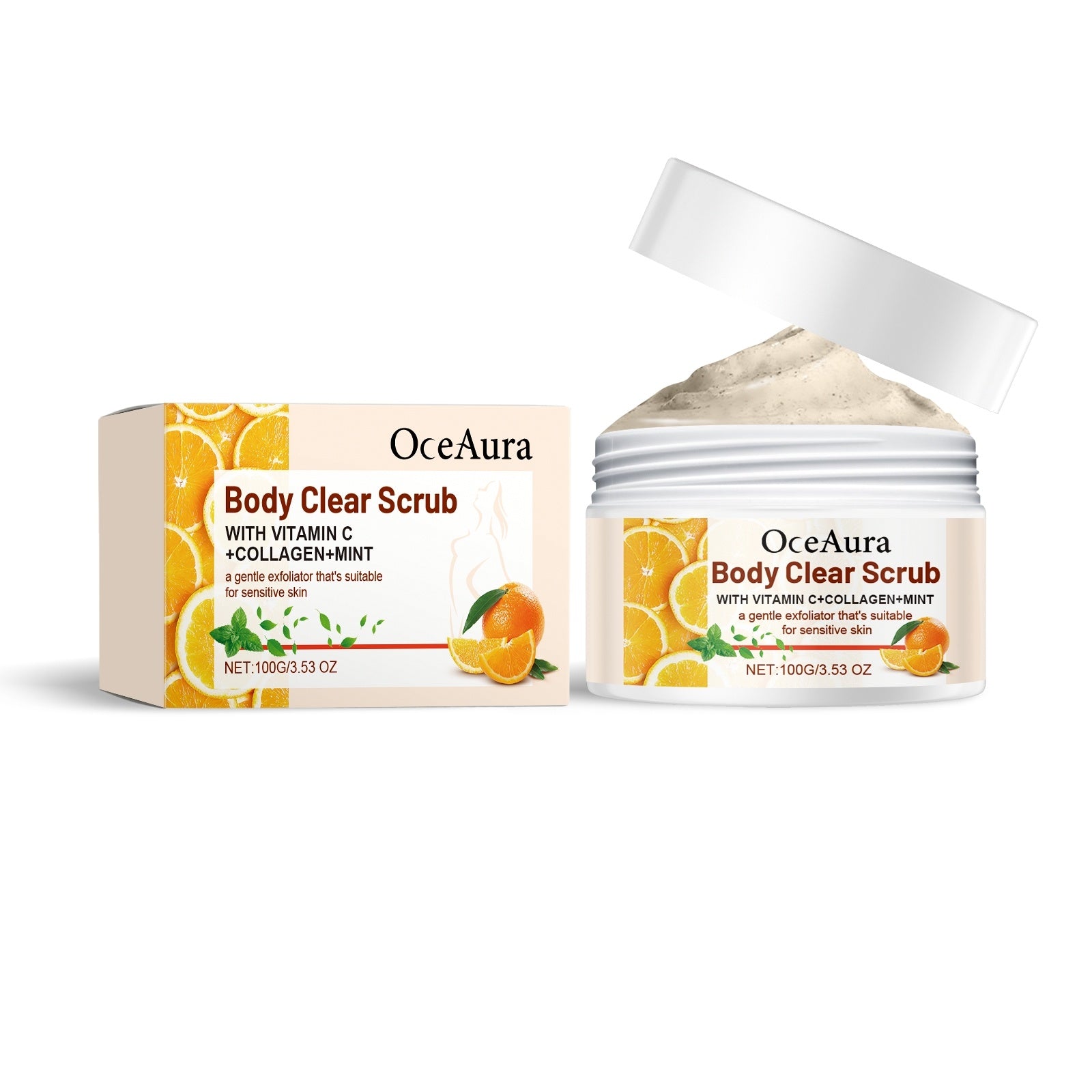 Orange Vitamin C Body Scrub with Collagen and Mint
