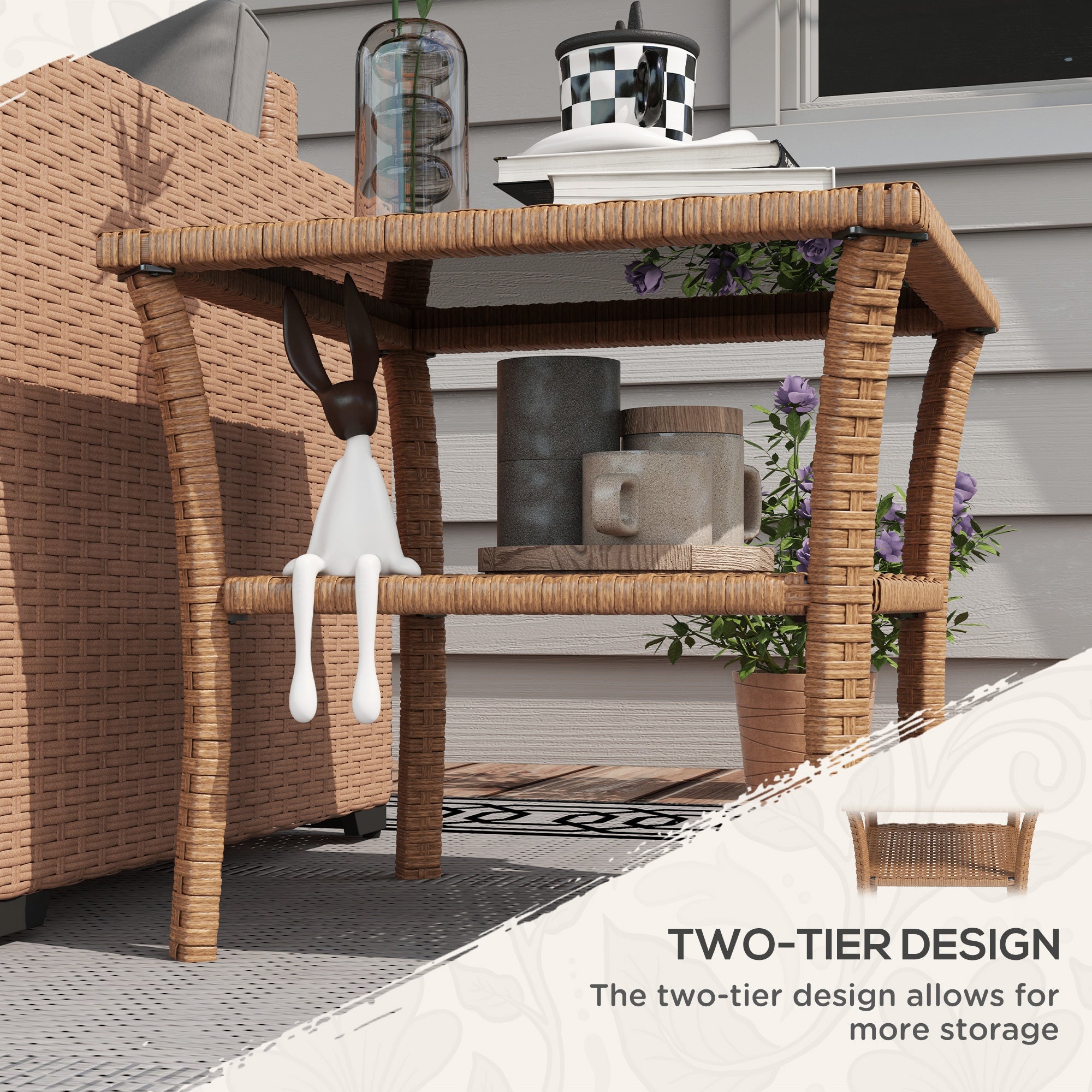 Boho Woven Outdoor Side Table