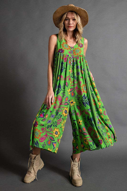 green Oversized Bohemian Jumpsuit